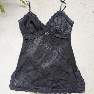 Meghan Noland Fairy Black Sequin Lace Baby Doll Tank Top Chemise